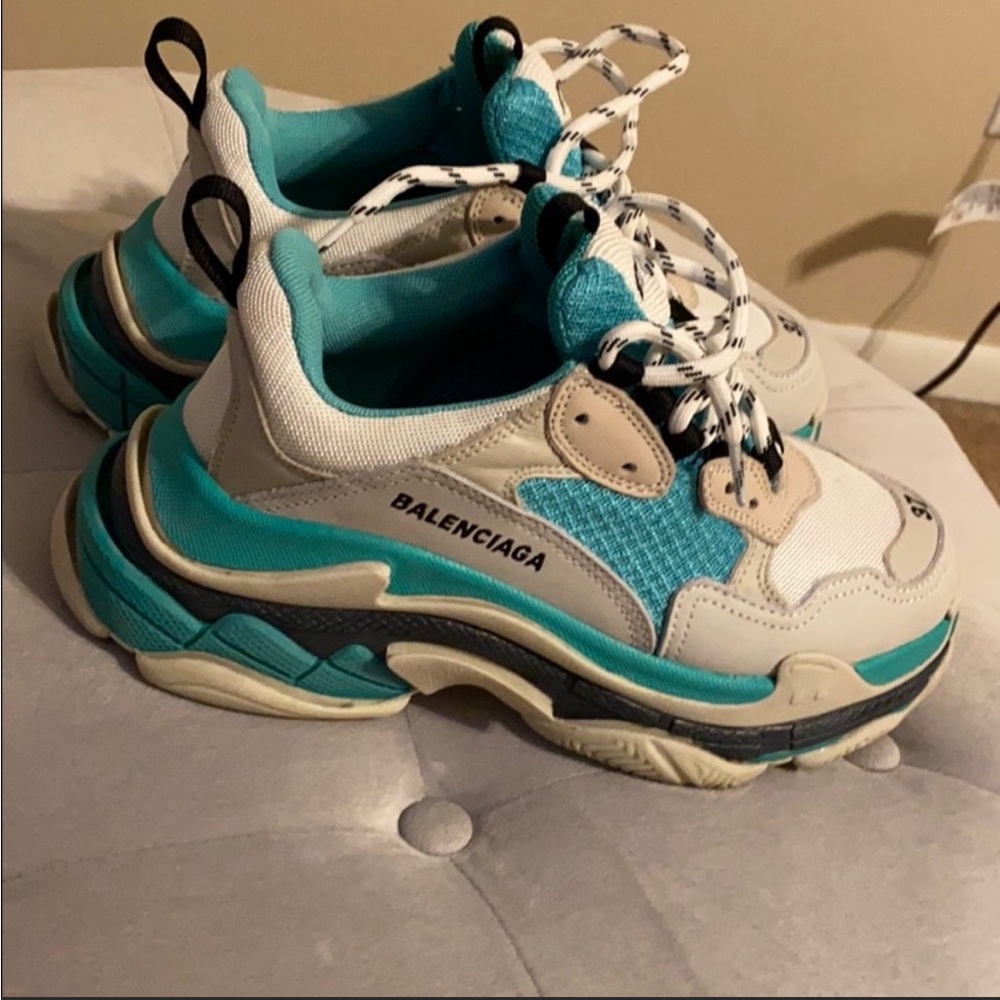 Balenciaga Triple S Teal Sneakers!